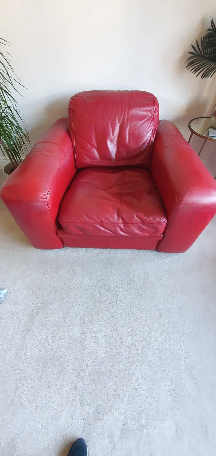 DFS Red Leather Retro 3 seater sofa's (x2) and 1 x Arm Chair - PRISTINE CONDITION