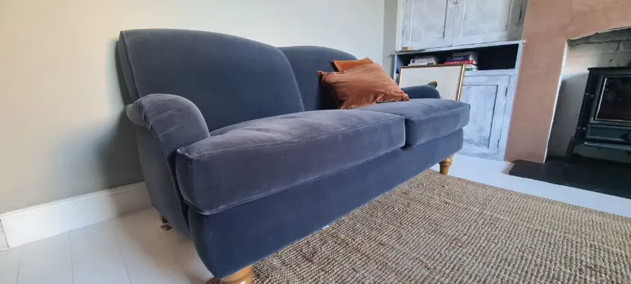 Love Your Home Eliza Sofa Velvet Storm Blue 3 seater sofa