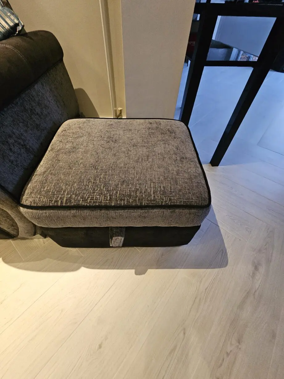 DFS grey 4 seater with cuddler and footstool