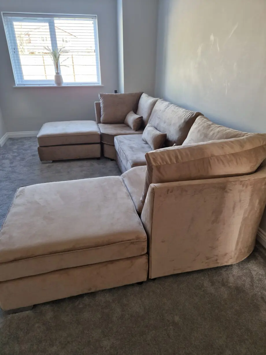 Mink Plush U Shape Sofa with Removeable Footstools