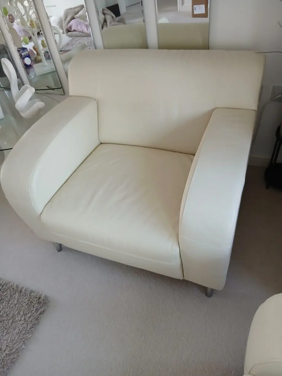DFS Cream/Natural Leather 3 piece Suite