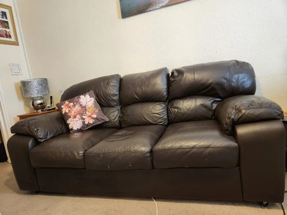 Brown Leather 3 seater Sofa