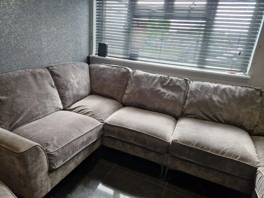 Kingston grey furniture village 6 seater u sofa with footstall