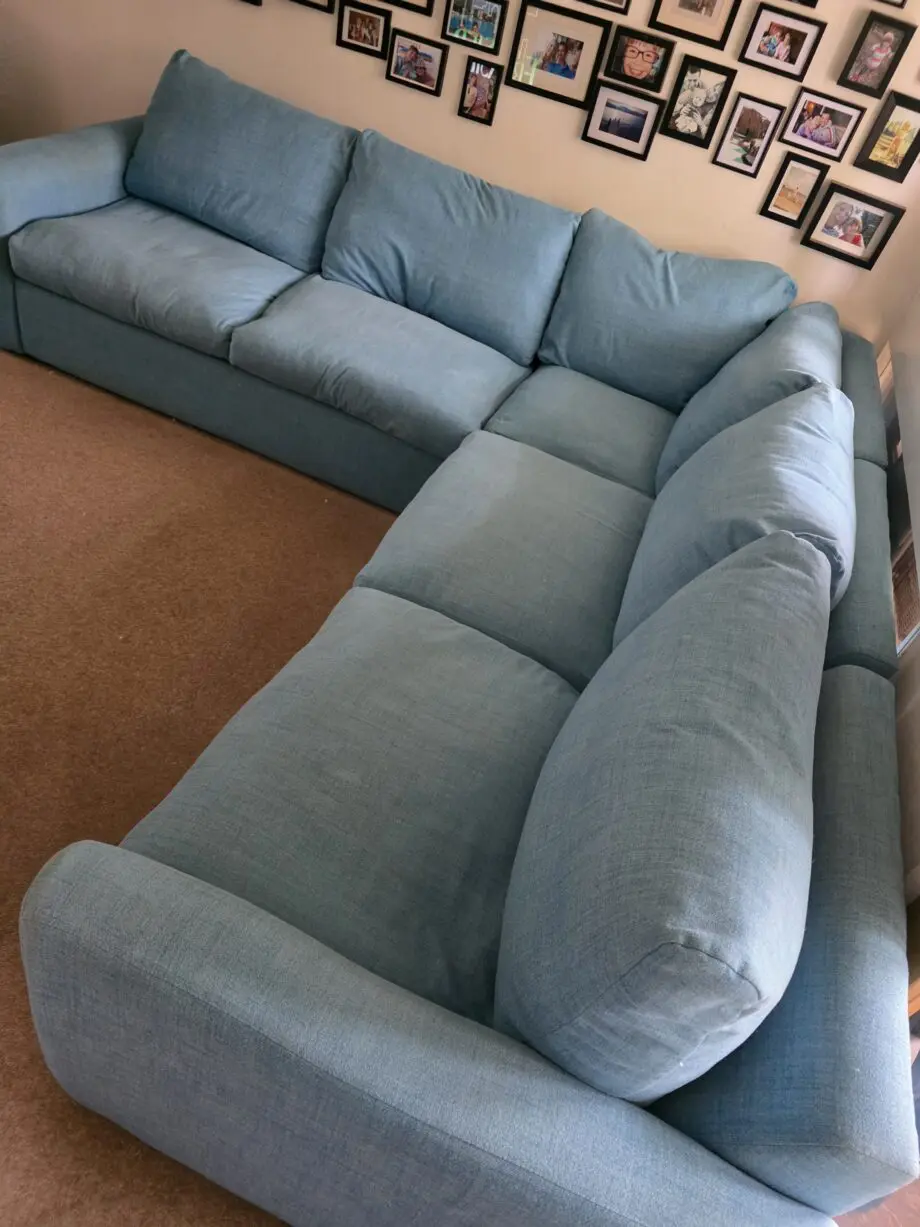 Loaf Chatnap modular corner sofa in Moroccan Blue Clever wooly fabric with storage