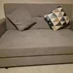 2 Seater Sofa Bed, Convertible Bed Settee, Modern Fabric Loveseat Sofa Couch with 2 Cushions, Hidden Storage for Living Room, Guest Room, Light Grey