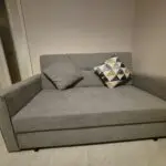2 Seater Sofa Bed, Convertible Bed Settee, Modern Fabric Loveseat Sofa Couch with 2 Cushions, Hidden Storage for Living Room, Guest Room, Light Grey