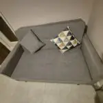 2 Seater Sofa Bed, Convertible Bed Settee, Modern Fabric Loveseat Sofa Couch with 2 Cushions, Hidden Storage for Living Room, Guest Room, Light Grey