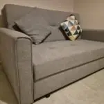 2 Seater Sofa Bed, Convertible Bed Settee, Modern Fabric Loveseat Sofa Couch with 2 Cushions, Hidden Storage for Living Room, Guest Room, Light Grey