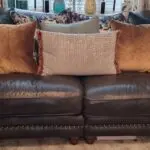 Leather Charcoal Black Sofology Persia 4 Seater Split Sofa With Wooden Feet