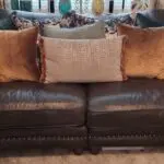 Leather Charcoal Black Sofology Persia 4 Seater Split Sofa With Wooden Feet