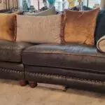 Leather Charcoal Black Sofology Persia 4 Seater Split Sofa With Wooden Feet