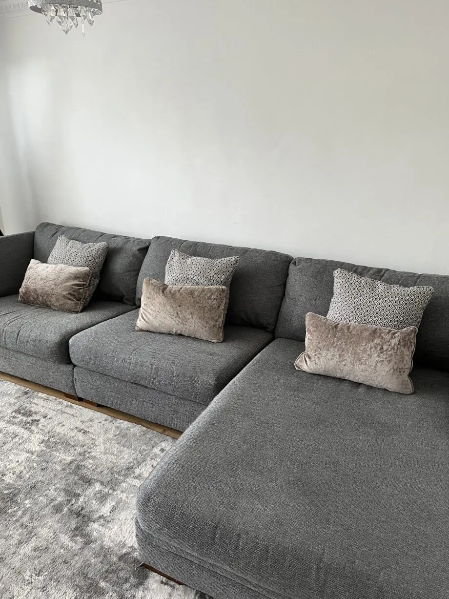 DFS grey and mink corner sofa combination RRP £2499