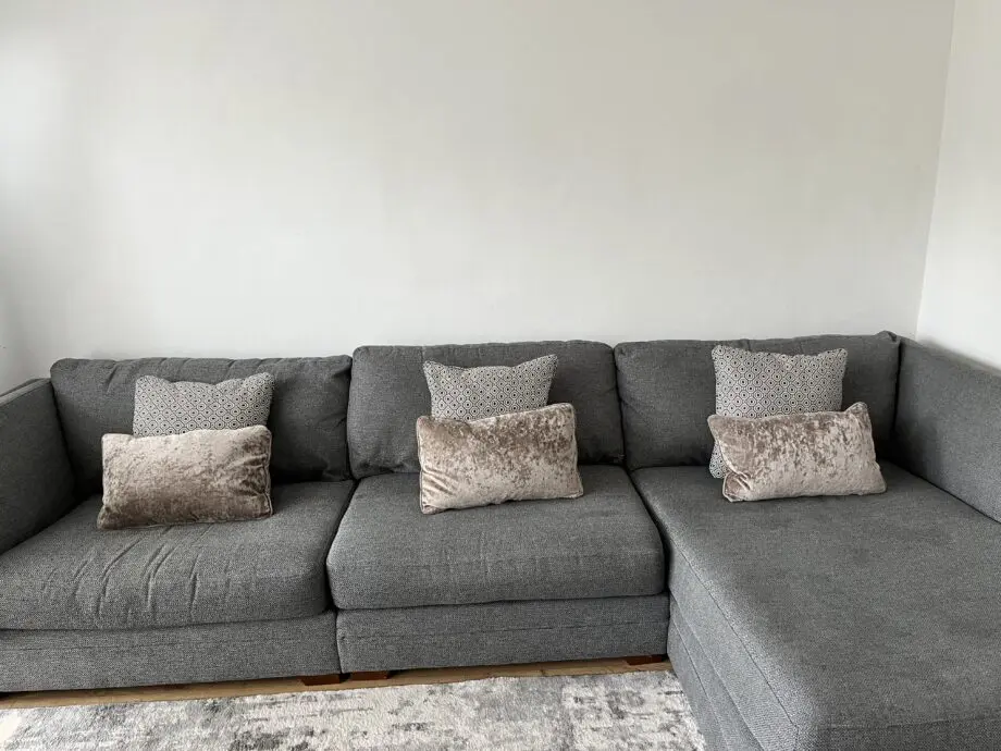 DFS grey and mink corner sofa combination RRP £2499