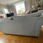 3 seater blue leather Collins and Hayes sofa