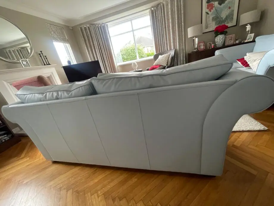 3 seater blue leather Collins and Hayes sofa
