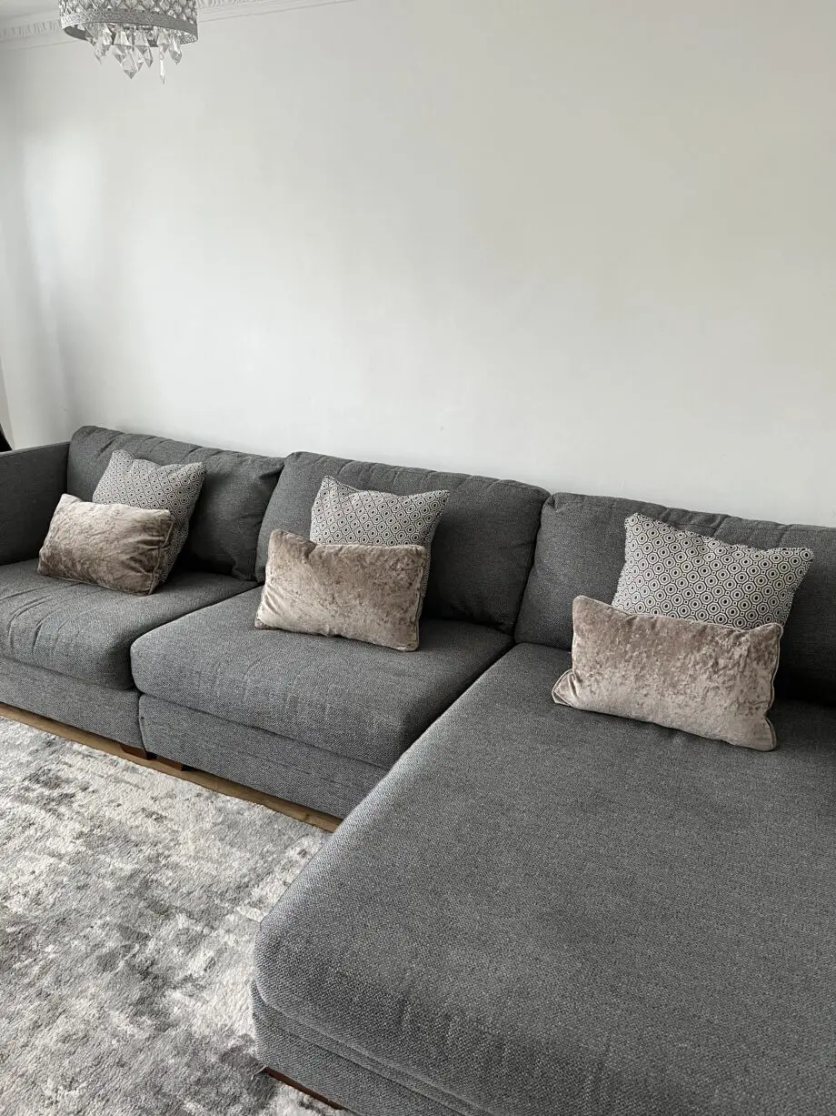 DFS grey and mink corner sofa combination RRP £2499