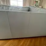 3 seater blue leather Collins and Hayes sofa