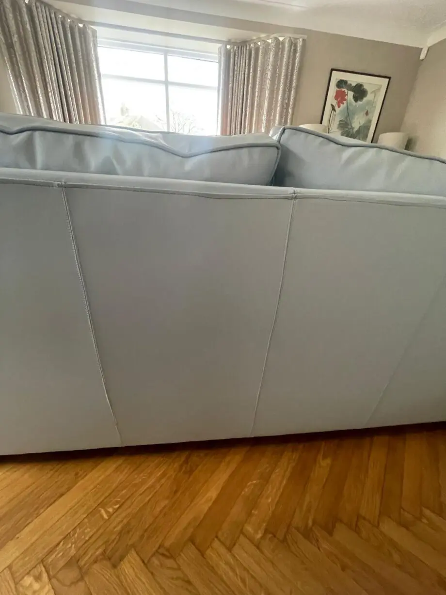 3 seater blue leather Collins and Hayes sofa