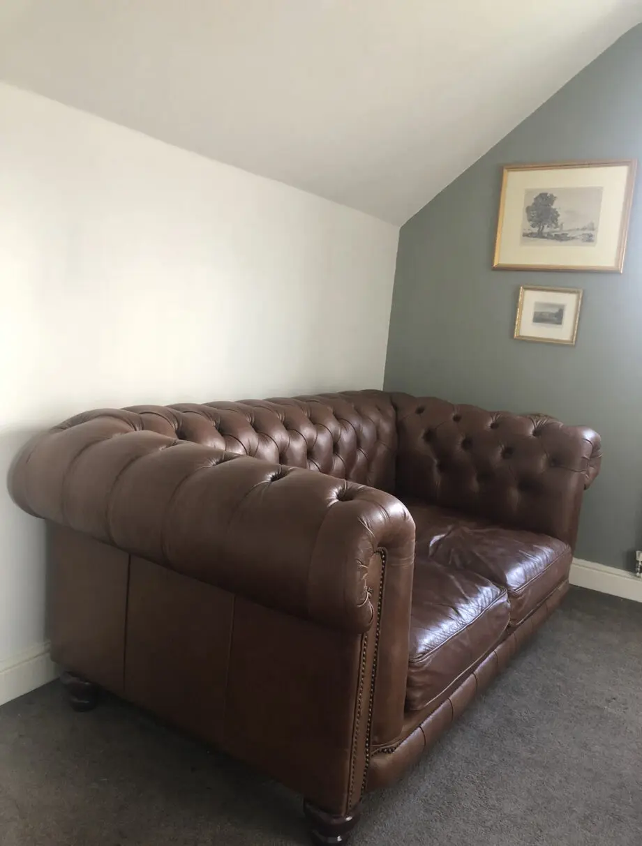 Distinctive Chesterfield 2 cushion Tan Sofa