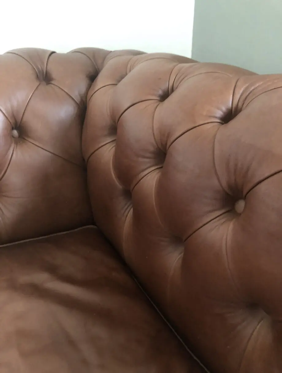 Distinctive Chesterfield 2 cushion Tan Sofa