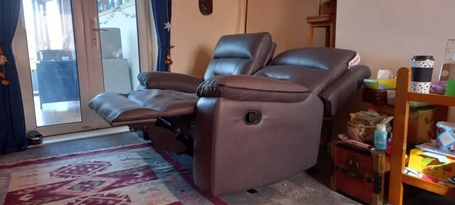 Dfs 2 seater, grey manual recliner