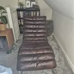 Mid Century Vintage Oviedo Leather Chaise Vintage Cigar Leather