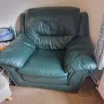 Dark green leather 3 piece suite from Gardener Haskins