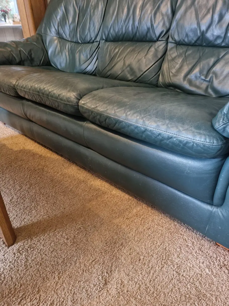 Dark green leather 3 piece suite from Gardener Haskins