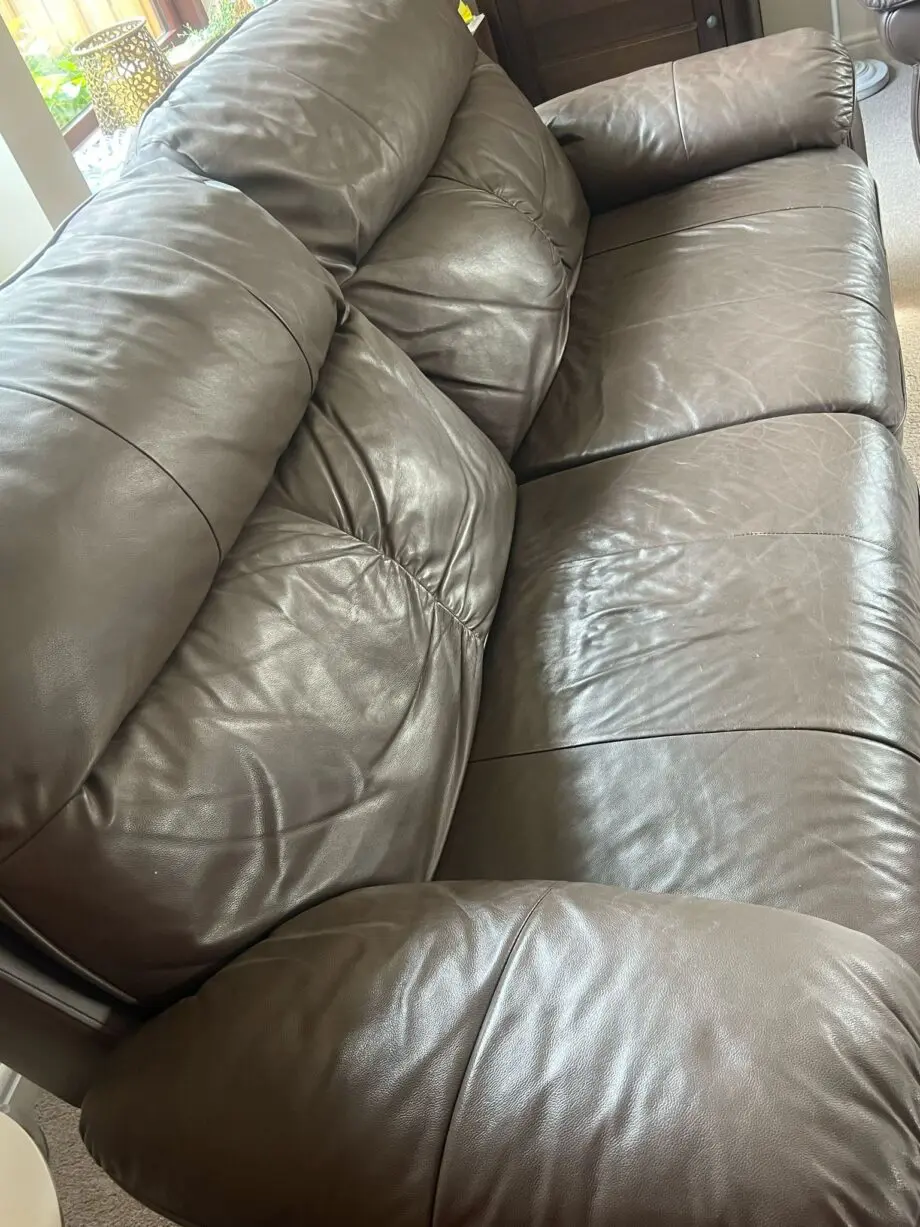 One 3 Seater, recliner and one 2 seater SCS leather sofas-- Dark Brown colour. Unused for 5 years