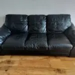 DFS Black Faux Leather 3 Seater Sofa