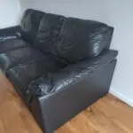 DFS Black Faux Leather 3 Seater Sofa