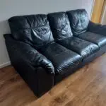 DFS Black Faux Leather 3 Seater Sofa