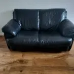 DFS Black Leather 2 Seater Sofa