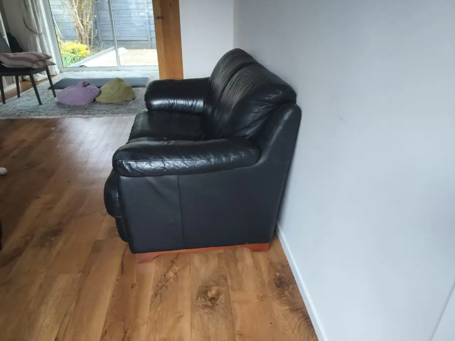 DFS Black Leather 2 Seater Sofa
