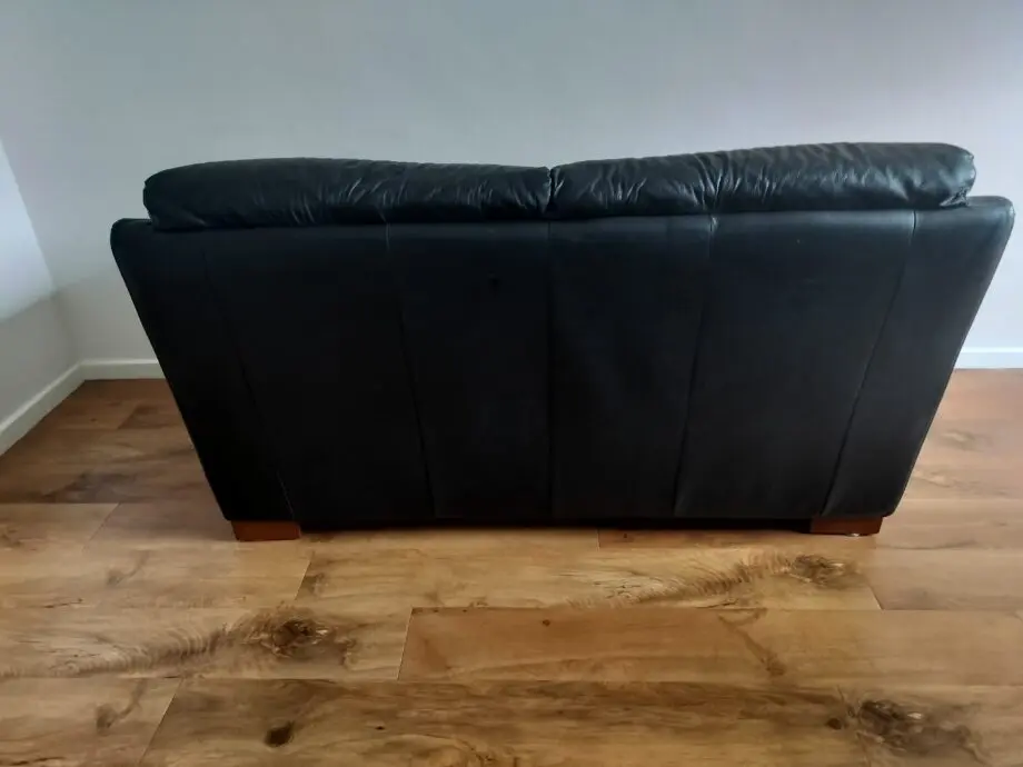 DFS Black Leather 2 Seater Sofa