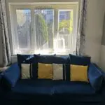 DFS Plush Velvet Formal Back Right Hand Facing Small Chaise End Sofa & P Plush Velvet Pillow Back 3 Seater Sofa
