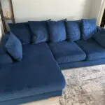 DFS Plush Velvet Formal Back Right Hand Facing Small Chaise End Sofa & P Plush Velvet Pillow Back 3 Seater Sofa