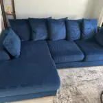 DFS Plush Velvet Formal Back Right Hand Facing Small Chaise End Sofa & P Plush Velvet Pillow Back 3 Seater Sofa