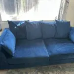 DFS Plush Velvet Formal Back Right Hand Facing Small Chaise End Sofa & P Plush Velvet Pillow Back 3 Seater Sofa