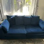 DFS Plush Velvet Formal Back Right Hand Facing Small Chaise End Sofa & P Plush Velvet Pillow Back 3 Seater Sofa