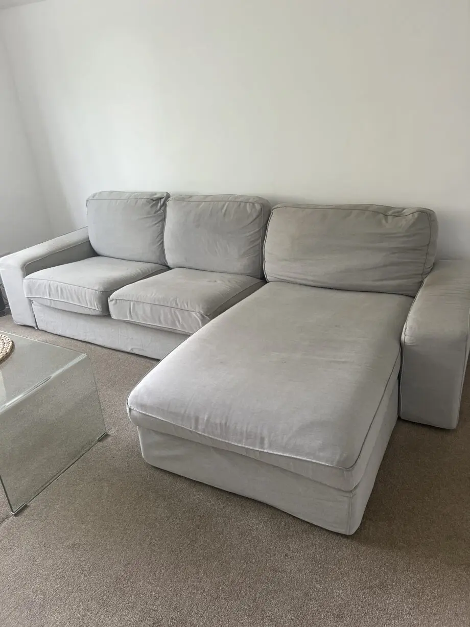 IKEA Grey 3 Seater Sofa with detachable Chaise Longue