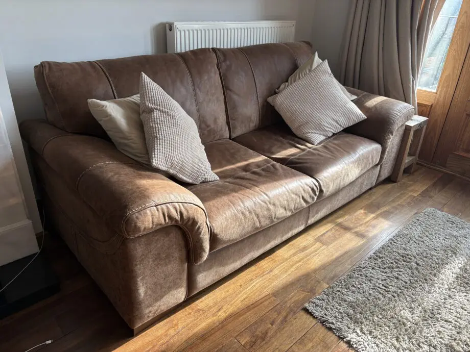 Real Leather, Brown Deep Seat Sofa
