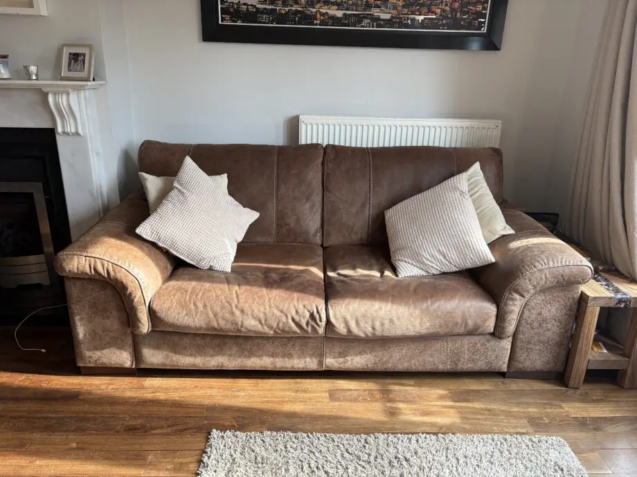 Real Leather, Brown Deep Seat Sofa