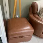 All leather 3seat sofa with chaise and swivel chair + footstool/ storage