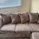 Brown corduroy corner sofa