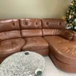 All leather 3seat sofa with chaise and swivel chair + footstool/ storage