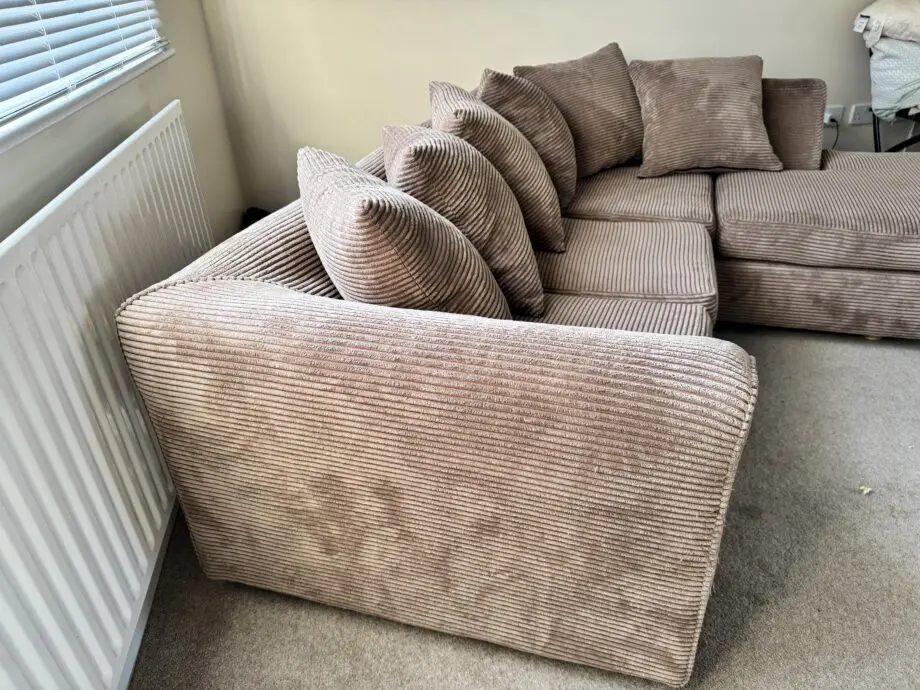 Brown corduroy corner sofa