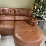 All leather 3seat sofa with chaise and swivel chair + footstool/ storage