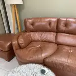 All leather 3seat sofa with chaise and swivel chair + footstool/ storage