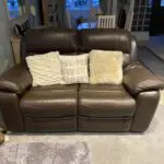 Brown leather 3&2 seater reclining sofas